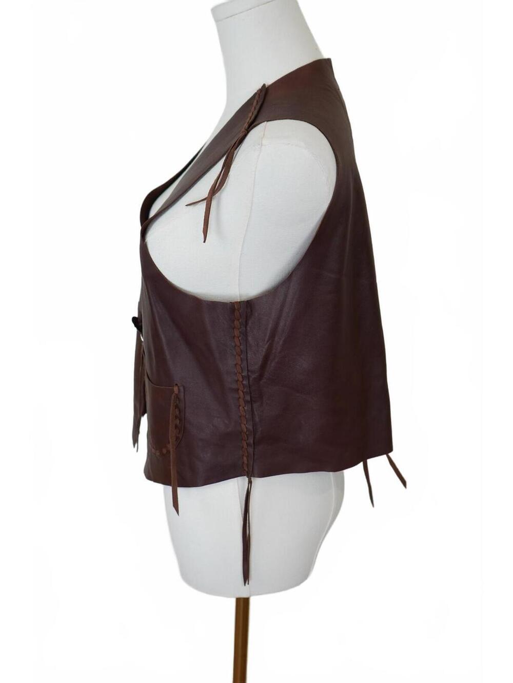 Ralph Lauren Leather Western Fringe Concho Button Suede Lined Vest Boho Size S - Picture 5 of 6